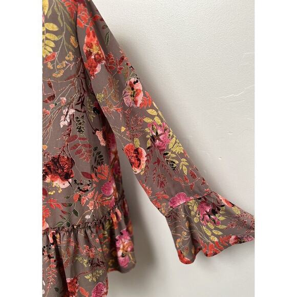 Women’s Sz Small Blouse Top Gorgeous Floral Ruffles Feminine Fairy Whimsical - Picture 6 of 8